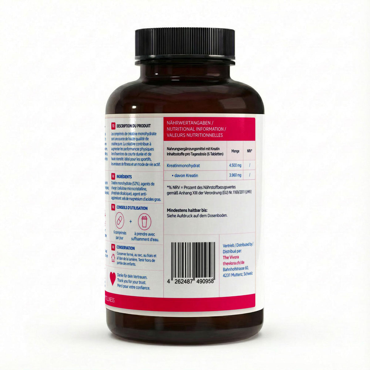 Kreatin Monohydrat - 180 vegane Tabletten